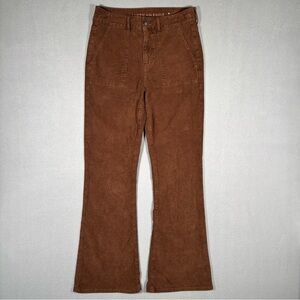 American Eagle Super Hi Rise Flare Leg Corduroy Pants Women’s 6 Brown Stretch